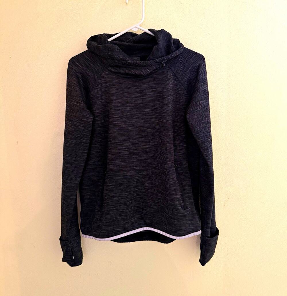 GapFit Women’s S Solid Black Fleece Hooded Pullover Hoodie Long Sleeve